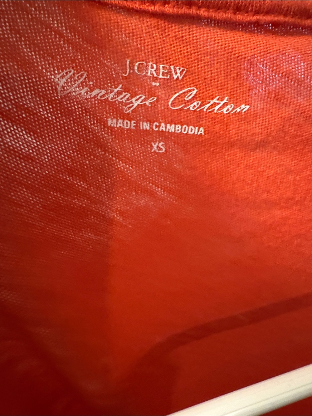 J.Crew Vintage Cotton V-Neck Tee - Bright Coral Red XS - Picture 2 of 3